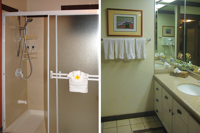 Upgraded bathroom of our Kiahuna rental